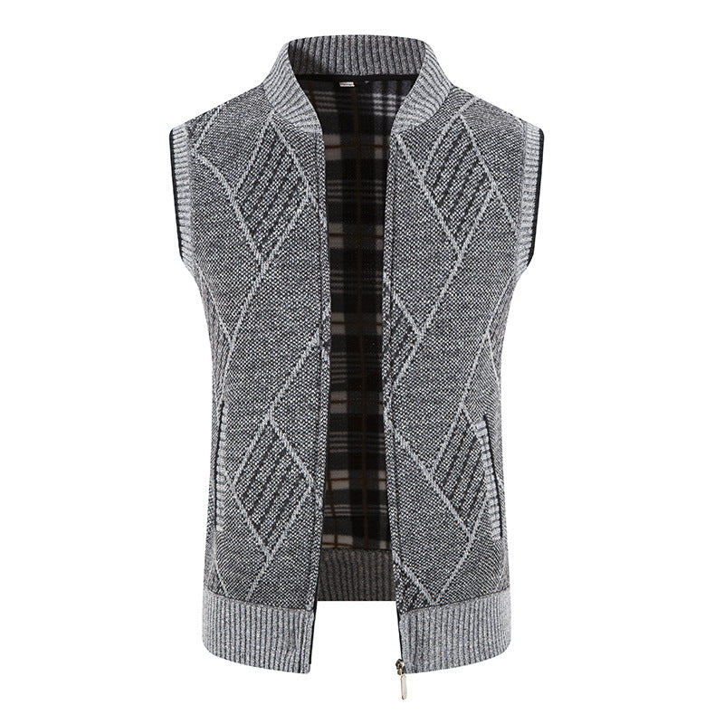 Herren Strickjacke ohne Ärmel mit modernem Zopfmuster Heidi-Mode