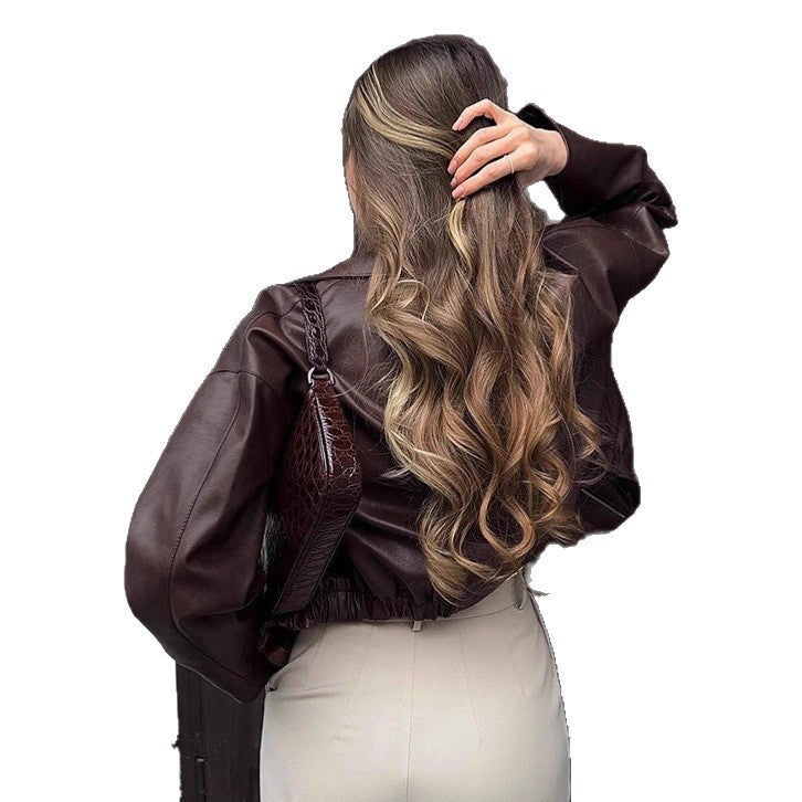 Damen cropped jacke mit robustem Kragen und praktischen Taschen Heidi-Mode