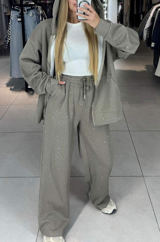 Damen Sportliches Sweat-Outfit mit Kapuze und weiter Passform Heidi-Mode