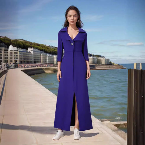 Damen Eleganter Langmantel mit klassischem Revers und modernen Akzenten Heidi-Mode