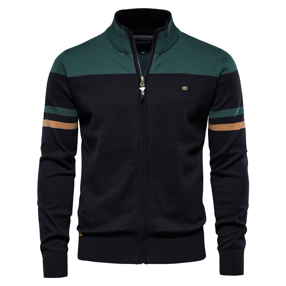 Herren Strickjacke mit modischem Zipper und sportlichem Farbblockdesign Heidi-Mode