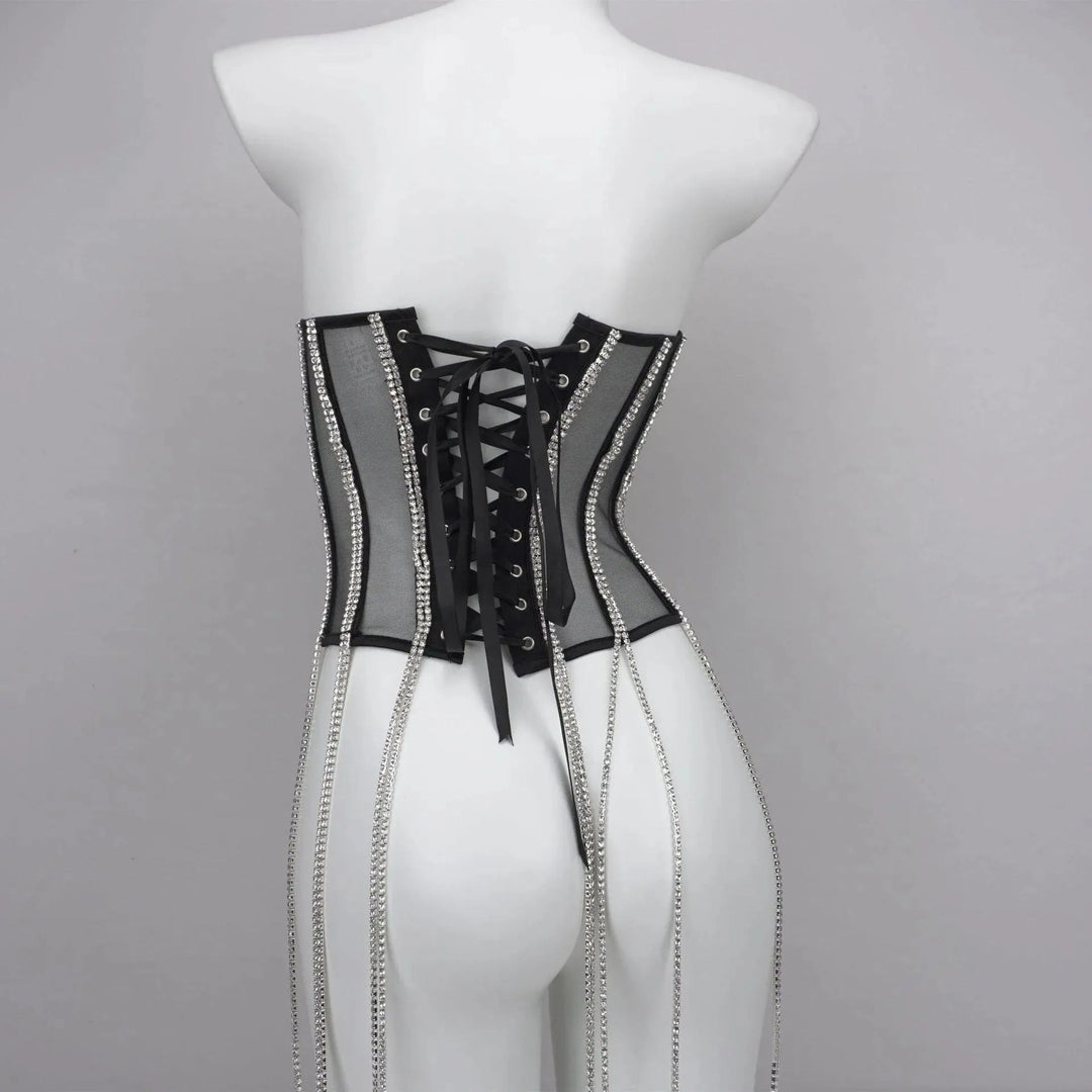 Heidi-Mode | Ladies shaping black chain waist made of polyester