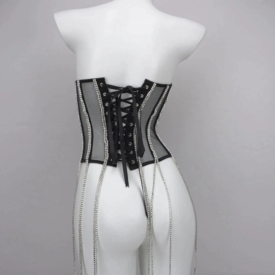 Heidi-Mode | Ladies shaping black chain waist made of polyester