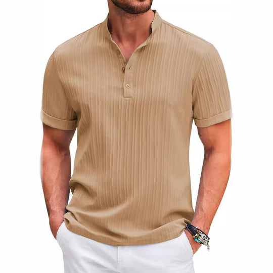 Herren Kurzarm Blusenshirt mit strukturiertem Stoff Heidi-Mode