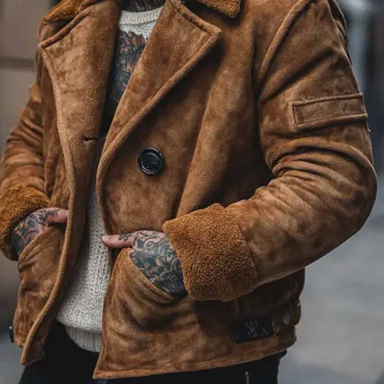 Herren lässige Wildlederjacke mit weichem Innenfutter Heidi-Mode