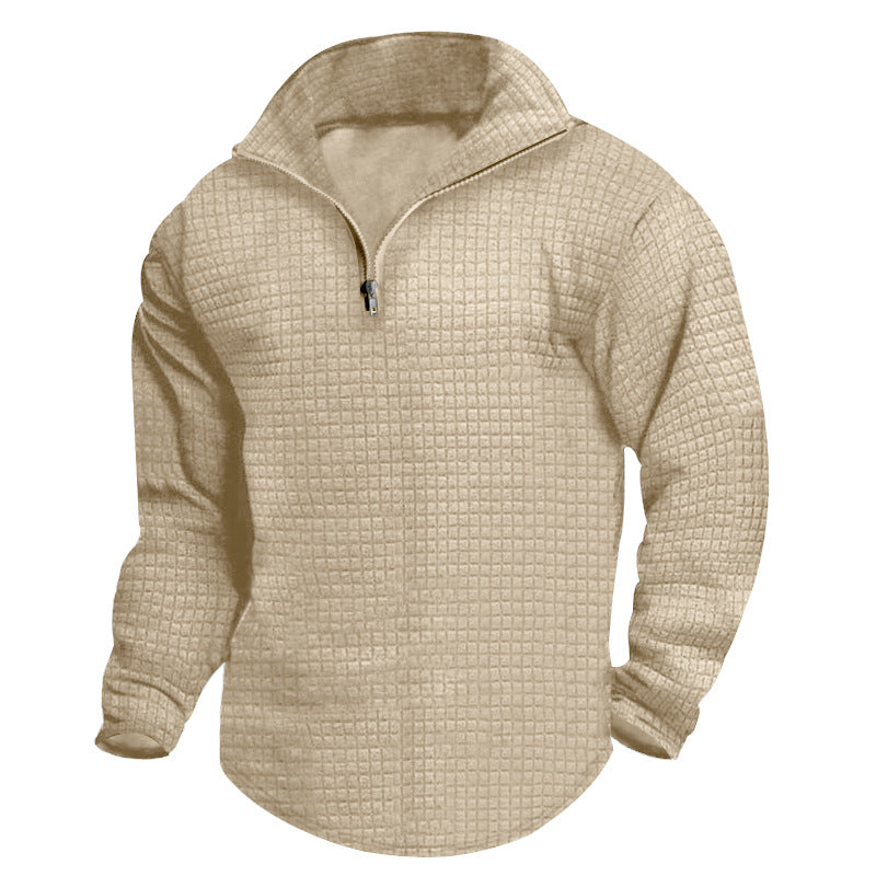 Herren bequeme Fleecejacke mit modernem Reißverschluss und strukturiertem Design Heidi-Mode