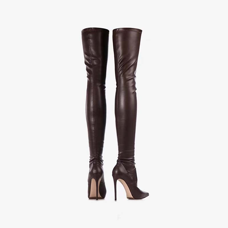 Femme Über-die-Knie Spitzenzehen Stiletto Stiefel Heidi-Mode