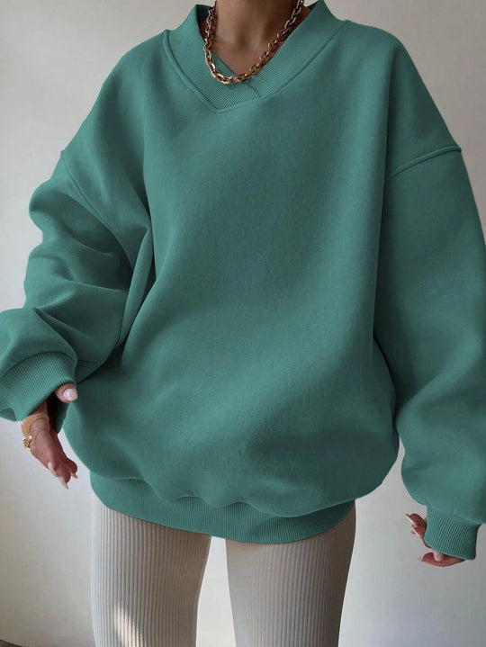 Damen oversized V-Ausschnitt Pullover Heidi-Mode