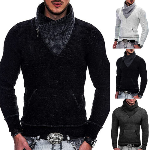 Herren modischer Pullover mit breitem Kragen und innovativer Zip-Detail Heidi-Mode