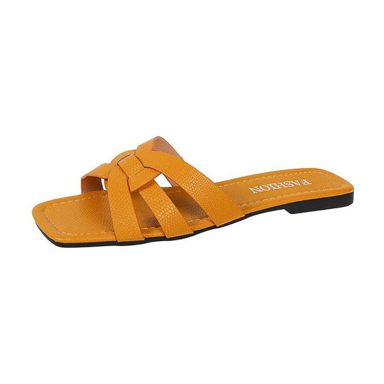 Damen Flache Riemchen-Sandalen mit geflochtenem Riemendesign und komfortabler Innensohle Heidi-Mode