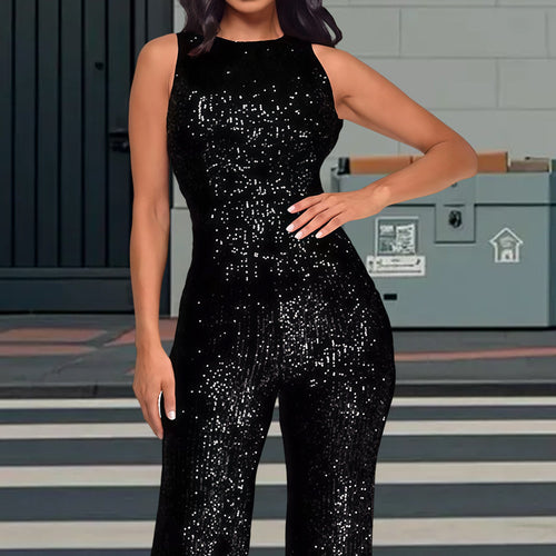 Damen Glamouröses Jumpsuit mit Paillettenbesatz und figurbetonter Silhouette Heidi-Mode