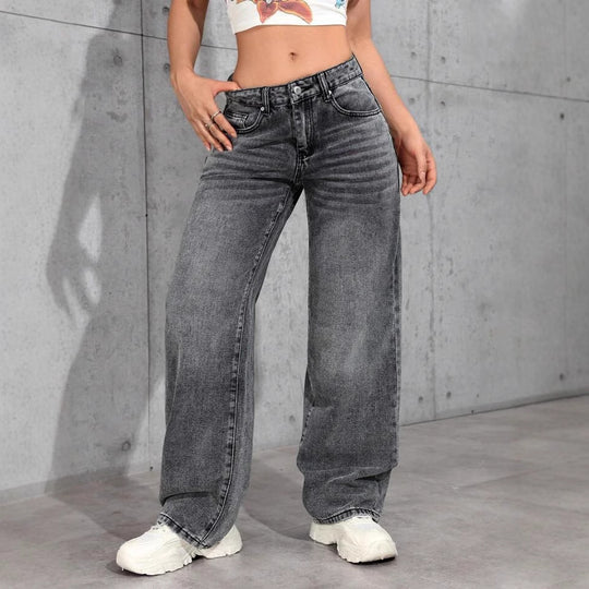 Damen Weite Jeans im lässigen Schnitt mit modernem Vintage-Look Heidi-Mode