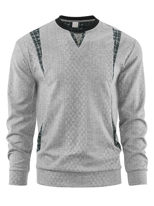 Herren Strickpullover mit modischen Karoelementen Heidi-Mode