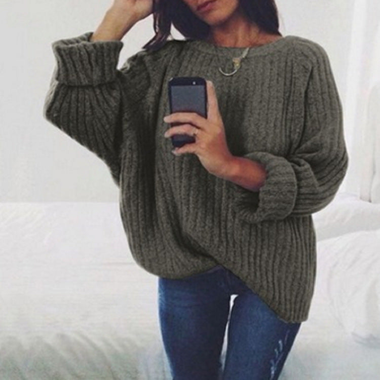 Damen Oversized Strickpullover mit strukturiertem Rippenmuster und lässigem Schnitt Heidi-Mode