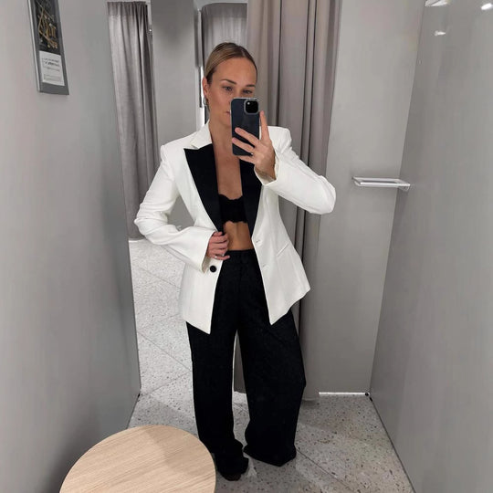 Damen Blazer mit kontrastierendem Revers Heidi-Mode