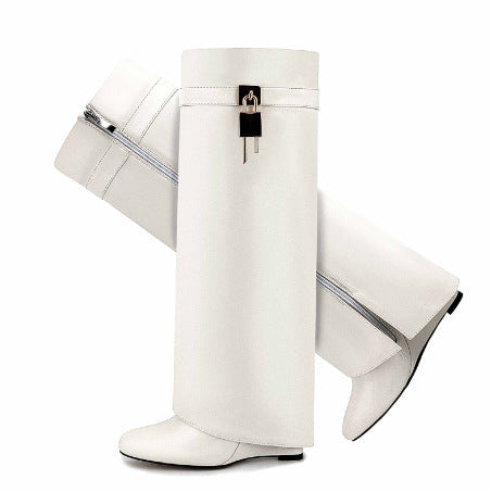 Femme Über-die-Knie-Fashion-Stiefel mit skulpturalem Design Heidi-Mode