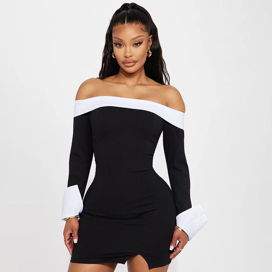 Damen Off-Shoulder Minikleid mit eleganten Puffärmeln Heidi-Mode