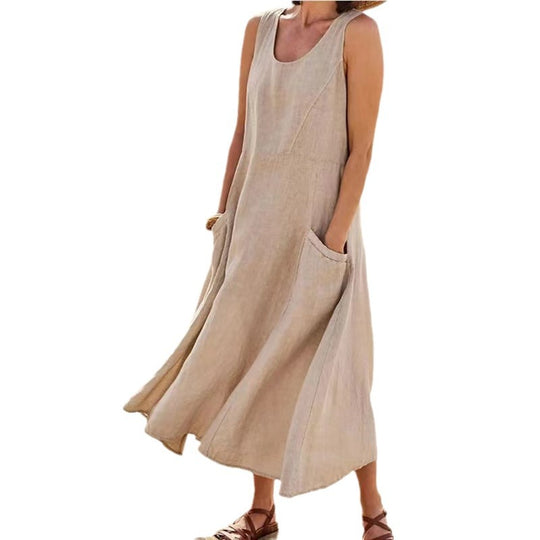 Damen Sommerliches Maxi-Kleid mit praktischen Taschen und lässigem Schnitt Heidi-Mode