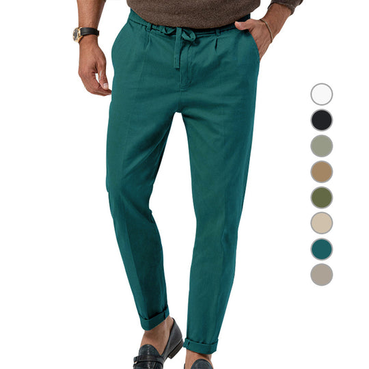 Herren entspannte Chinohose mit verstellbarem Kordelzug und seitlichen Taschen Heidi-Mode