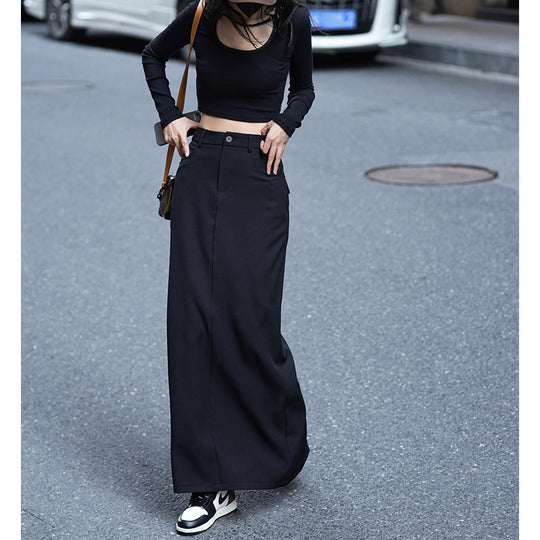 Damen Maxirock mit elegantem Schnitt und praktiischen Taschen Heidi-Mode