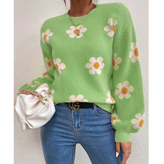 Damen trendiger Pullover mit floralen Akzenten und lässiger Passform Heidi-Mode