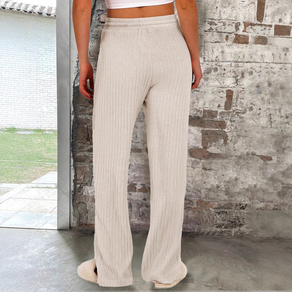 Damen Weiche Rippstrick-Hose mit elastischem Bund und praktischen Taschen Heidi-Mode
