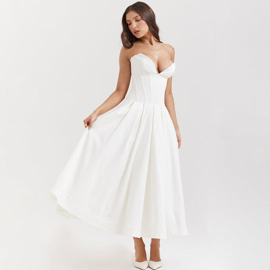 Damen Hochwertiges Abendkleid mit tailliertem Oberteil und voluminösem Rock Heidi-Mode