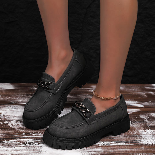 Damen Chunky Loafers mit Ketten-Applikation und robustem Profil Heidi-Mode