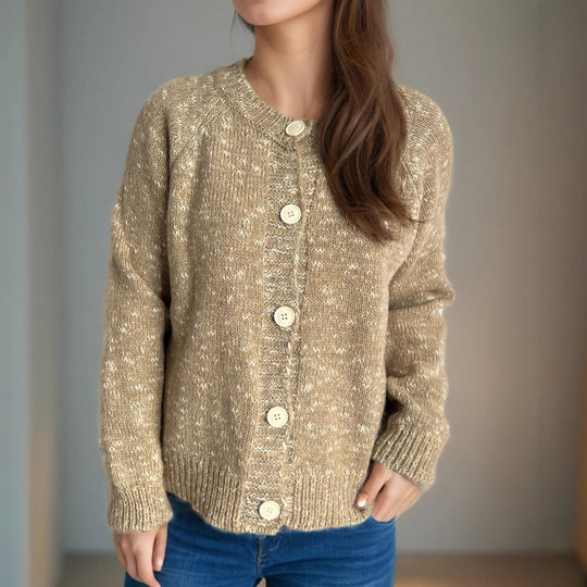 Damen lässiger Strickcardigan mit großen Knopfdetails und weichem Material Heidi-Mode