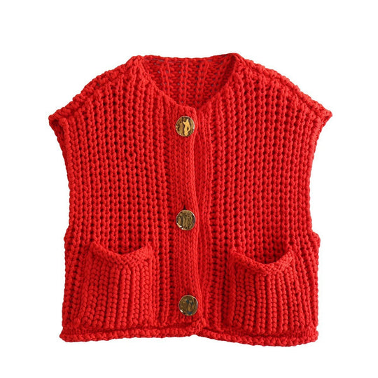 Damen Strickweste mit Taschen Heidi-Mode