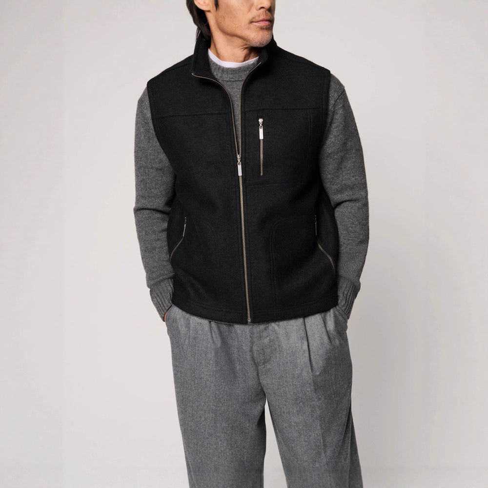 Herren warme Weste aus hochwertiger Schurwolle mit Knopfverschlüssen Heidi-Mode