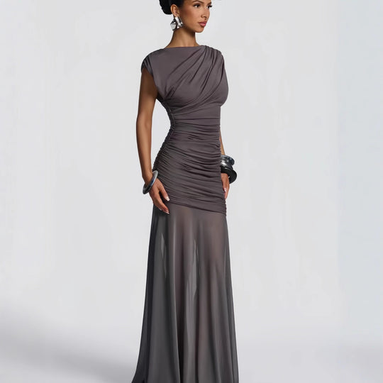 Damen Elegantes und figurbetontes Abendkleid mit Raffungen Heidi-Mode