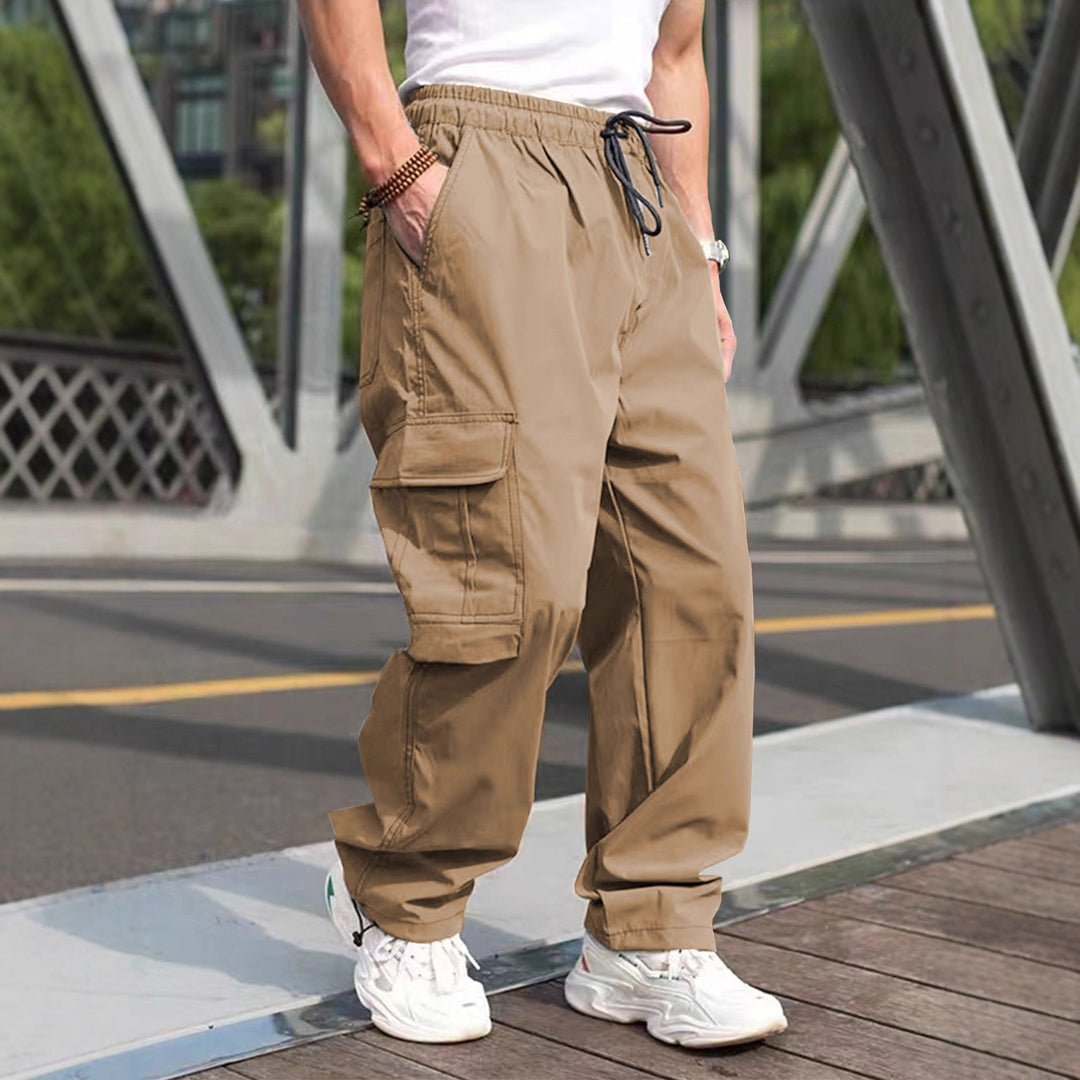Herren moderne Cargohose mit elastischem Bund und multifunktionalen Taschen Heidi-Mode