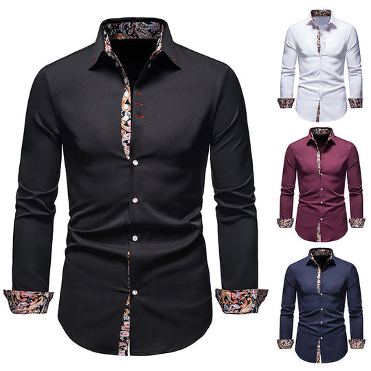 Herren elegantes Langarmhemd mit auffälligem Paisley-Muster Heidi-Mode