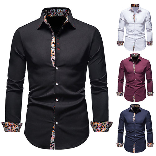 Herren elegantes Langarmhemd mit auffälligem Paisley-Muster Heidi-Mode
