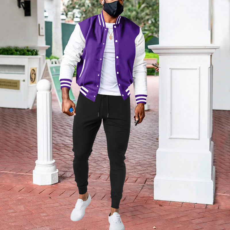 Herren sportliche Collegejacke mit praktischen Taschen und atmungsaktiver Baumwolle Heidi-Mode