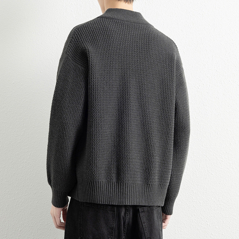 Herren Strickjacke mit hohem Kragen und praktischen Reißverschluss Heidi-Mode