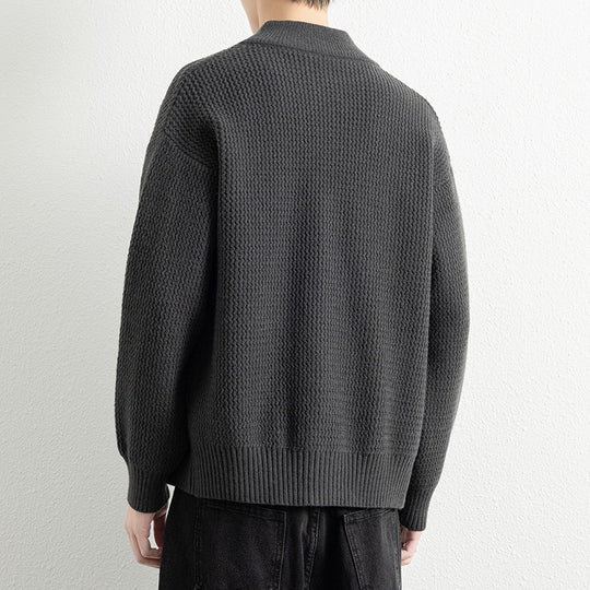 Herren Strickjacke mit hohem Kragen und praktischen Reißverschluss Heidi-Mode