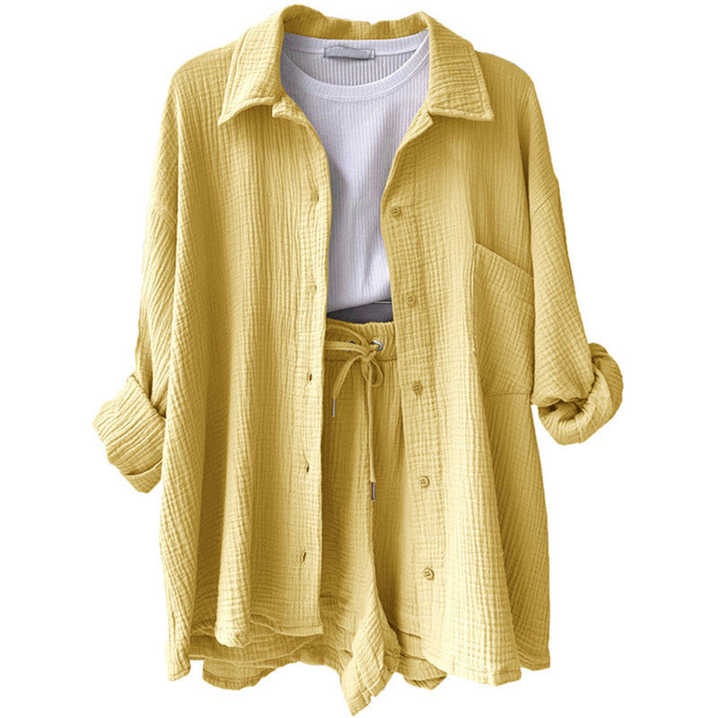 Damen lässige Oversized-Hemdjacke mit Gürtel Heidi-Mode