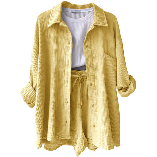 Damen lässige Oversized-Hemdjacke mit Gürtel Heidi-Mode