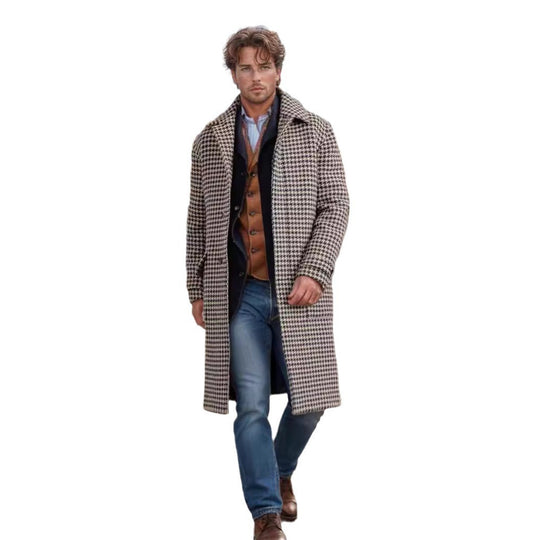 Herren eleganter Trenchcoat mit Schalkragen und Gürtel Heidi-Mode