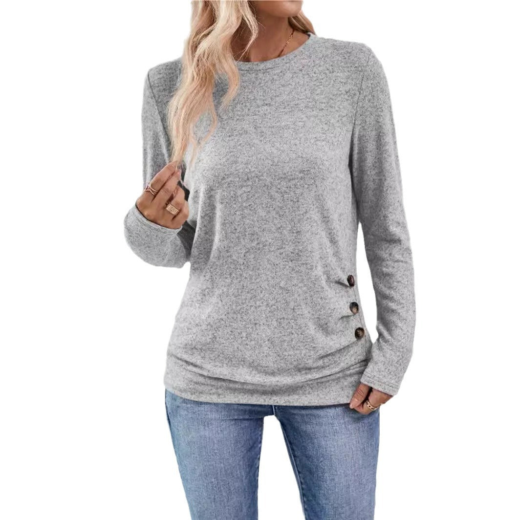 Damen lässiges Langarmshirt mit asymmetrischem Schnitt Heidi-Mode