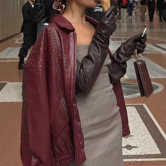 Damen Kunstlederjacke mit strukturiertem Design und lässigem Schnitt Heidi-Mode