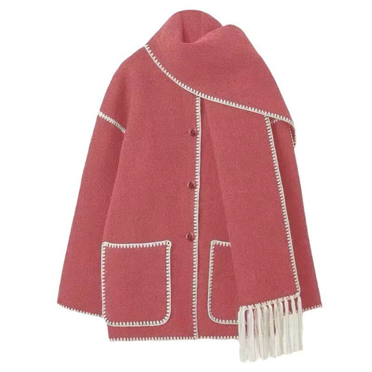 Damen Oversized Strickjacke mit Fransen und Taschen Heidi-Mode