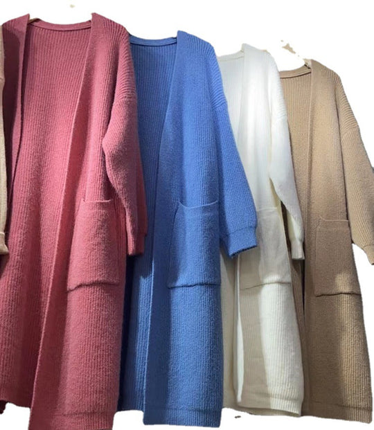 Damen Grobstrickcardigan mit tiefen Taschen und voluminösen Ärmeln Heidi-Mode