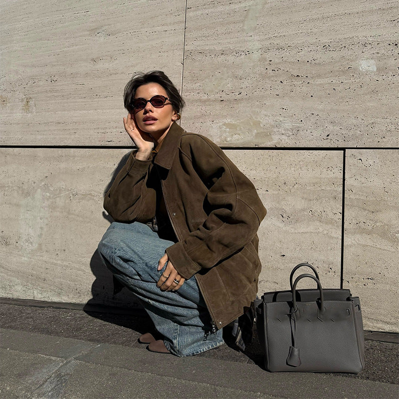 Damen Stilvolle Wildlederjacke mit modernem Schnitt Heidi-Mode