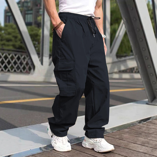 Herren moderne Cargohose mit elastischem Bund und multifunktionalen Taschen Heidi-Mode