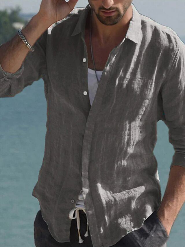 Herren lässige Leinenhemd Heidi-Mode