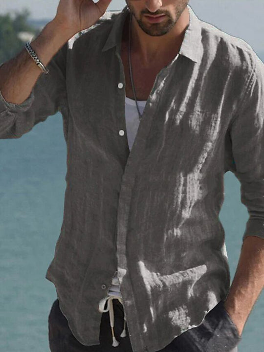 Herren lässige Leinenhemd Heidi-Mode