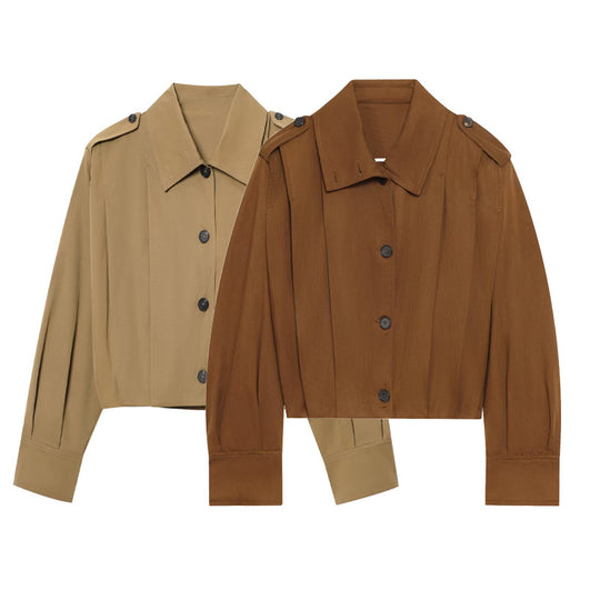 Damen cropped Jacke mit dekorativen Knopfdetails und eleganter Schnittführung Heidi-Mode